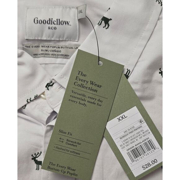 Goodfellow & Co Men's Reindeer Print Poplin Button Up Shirt- Size XXL - Picture 4 of 4